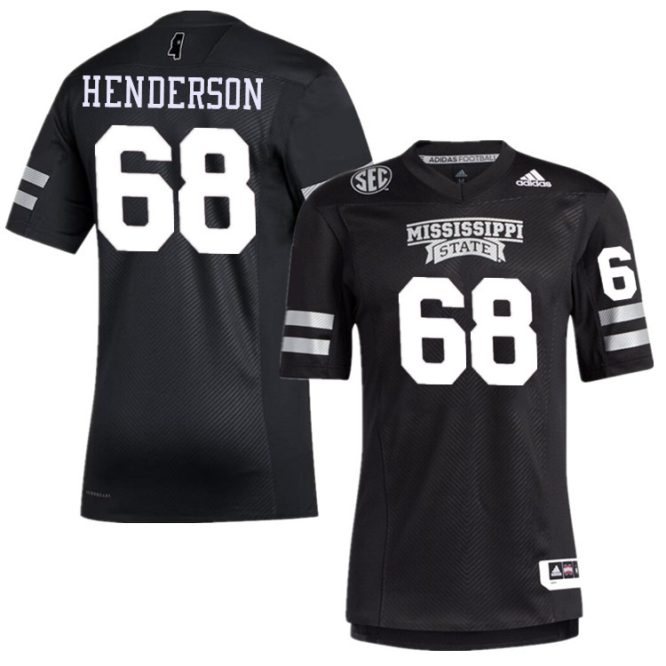 Men #68 Bailey Henderson Mississippi State Bulldogs College Football Jerseys Stitched-Black